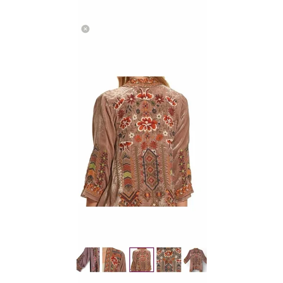 Johnny Was Maeve Velvet Embroidered Kimono